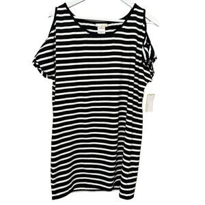 Michael Kors Swimsuit coverup Striped Cold Shoulder